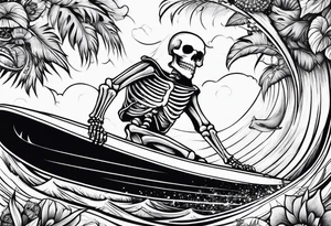 skeleton on a surfboard tattoo idea