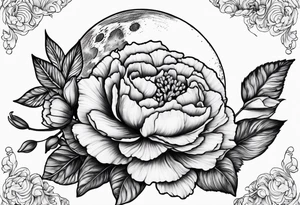moon with carnation tattoo idea