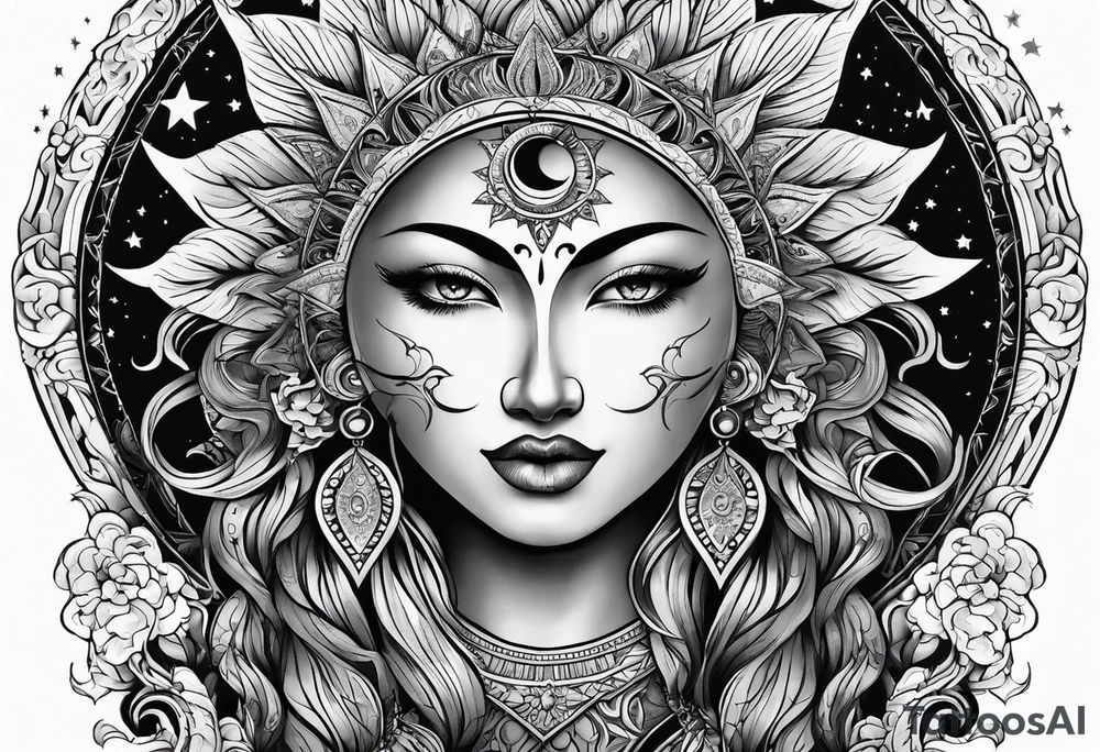 Sun and moon tattoo idea