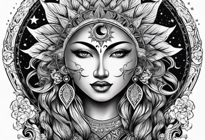 Sun and moon tattoo idea