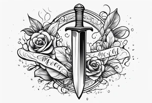Feminine magical dagger with a splash of water swirling around it no flowers tattoo idea
