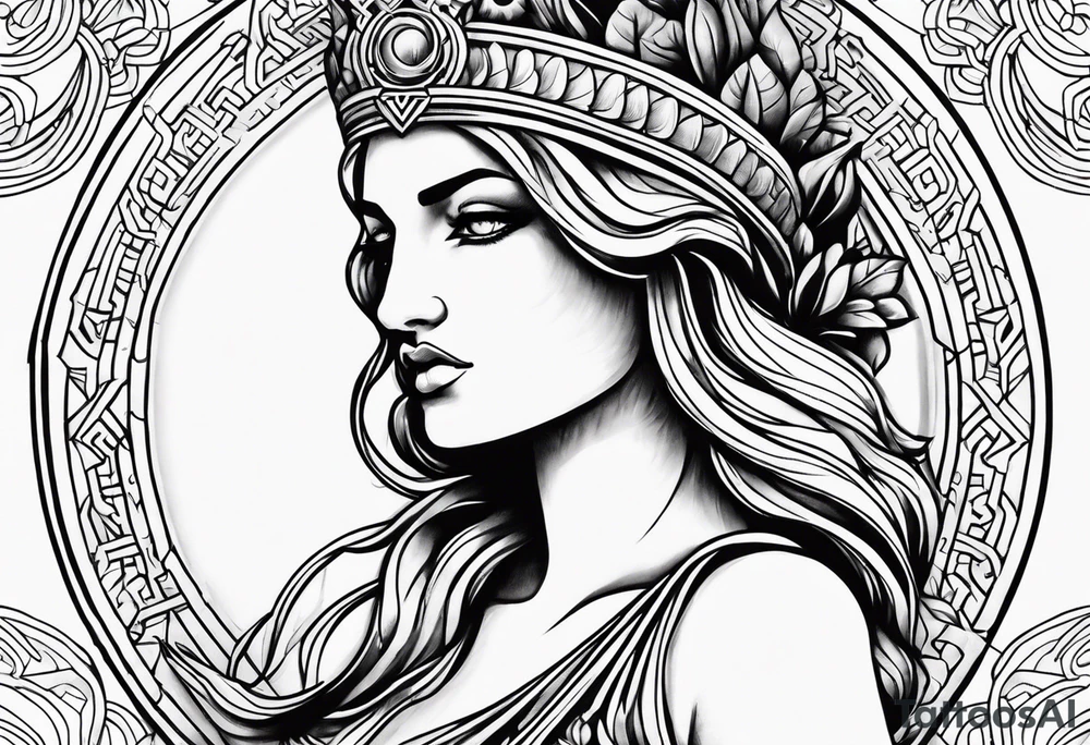 Attractive greek goddess tattoo idea