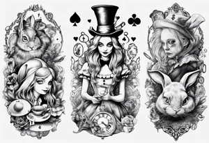 Alice in wonderland characters tattoo idea
