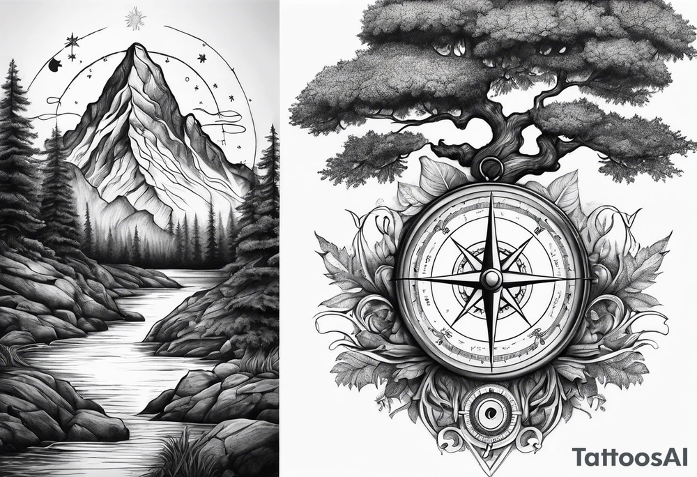 mountains sea 
music compass tree roots tattoo idea