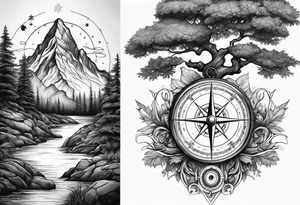 mountains sea 
music compass tree roots tattoo idea