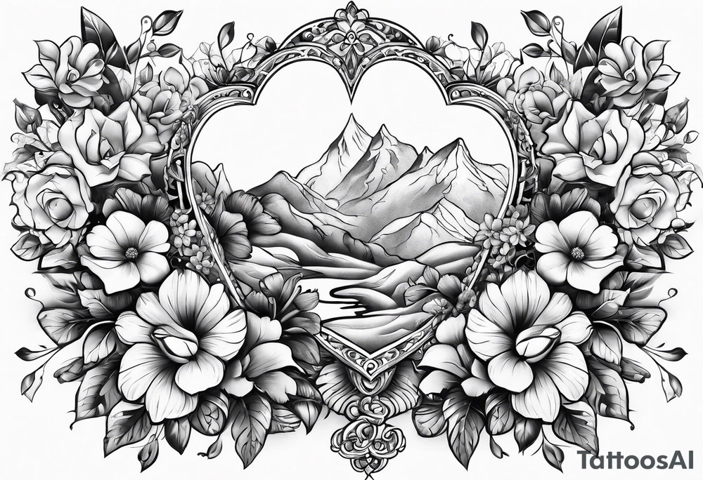 flowers hearts heaven tattoo idea
