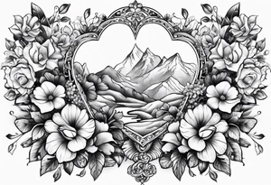 flowers hearts heaven tattoo idea