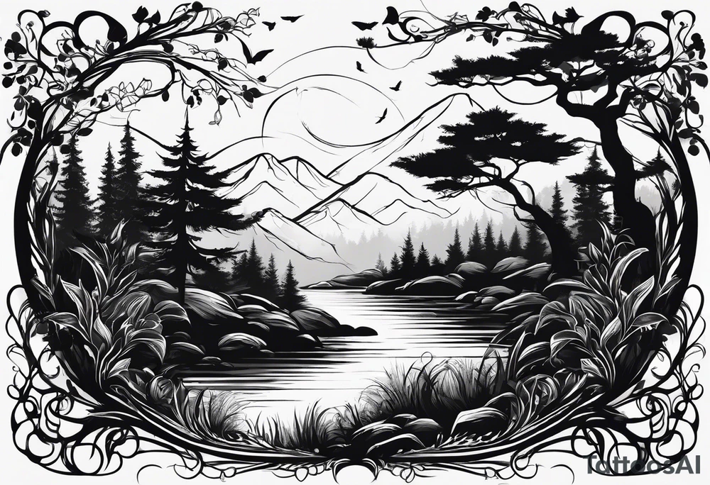 Bäume silhouette schwarz tattoo idea