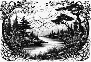 Bäume silhouette schwarz tattoo idea