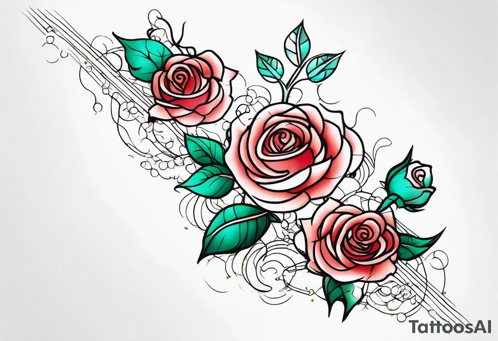 Blend vines roses and lit up digital circuitry arm sleeve tattoo idea