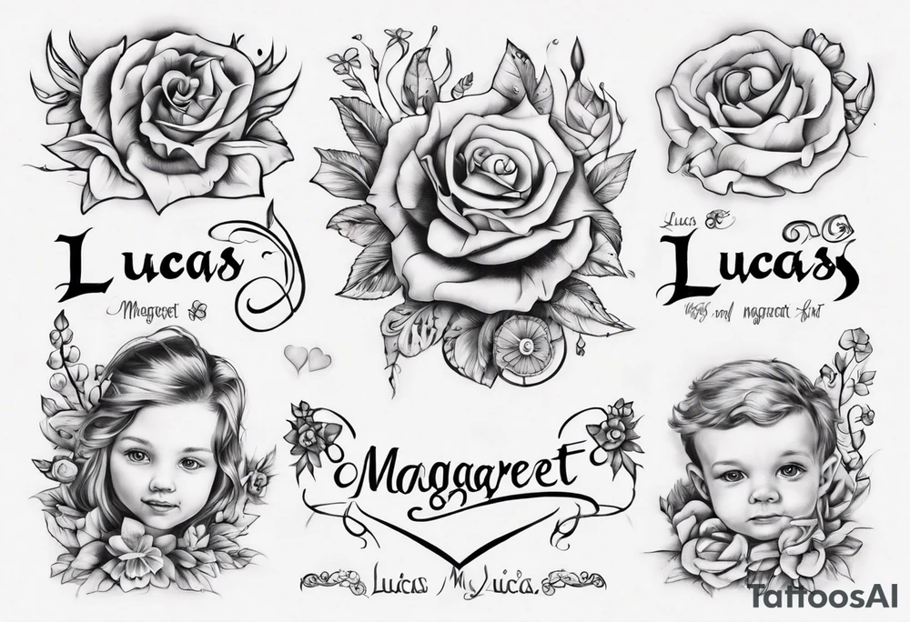 my kids' names: Lucas and Margaret and something that symbolizes love tattoo idea