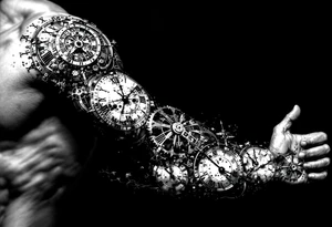 vintage roman numerals within ornate clockwork mechanism tattoo idea