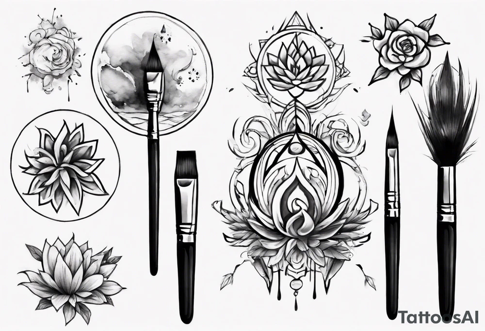 Paint brush drawing inner peace tattoo idea