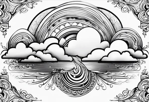 heaven clouds swirl vignette tattoo idea