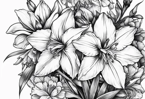 Larkspur, narcissus and stars tattoo idea
