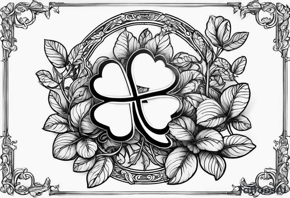 fine line three leaf clover with vine, and the initial G in one leaf, T in another leaf, and a combined JK in the middle leaf tattoo idea