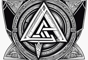Valhalla shield sword axe Valknut fire armour tattoo idea