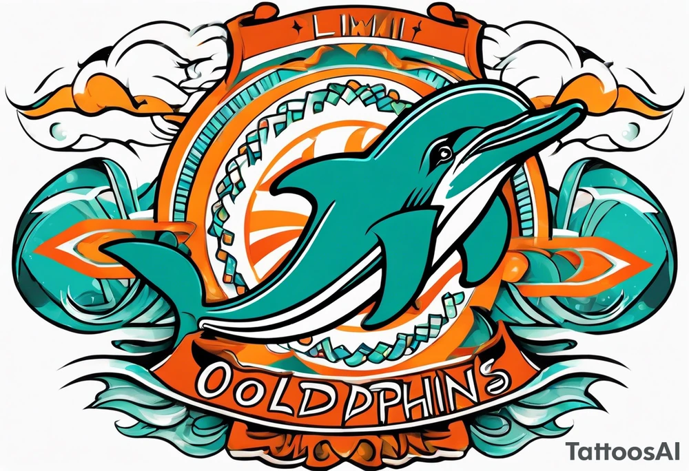 1984 old school miami dolphins logo tattoo idea