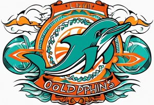1984 old school miami dolphins logo tattoo idea