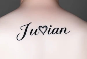 The name Julian in cursive with a heart and shading tattoo idea