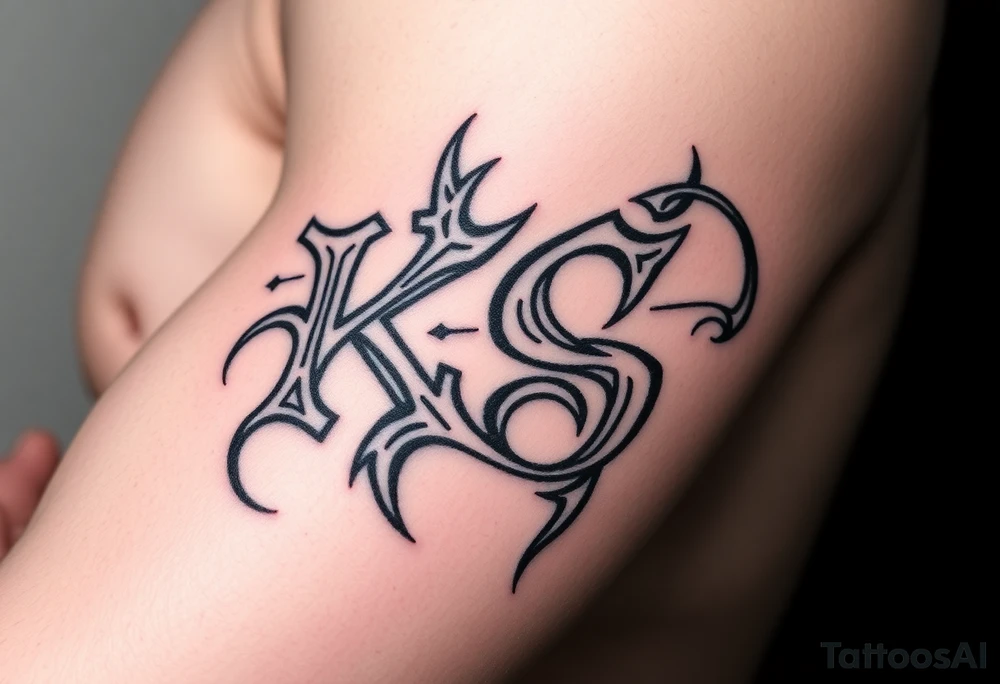 Tatuaje de tribal gótico que forme las letras las letras "KS" tattoo idea