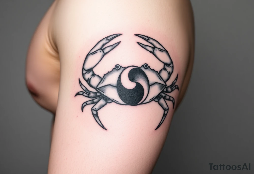 Cancer is my zodiac sign. 1966 is my birth year. I want a unique tat and lean towards the ying yang crab. Add a little bit of the crab breaking out of his shell. tattoo idea