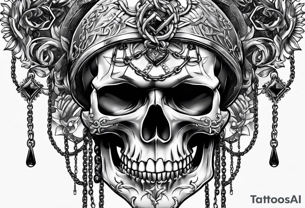 skull with chains tattoo idea
