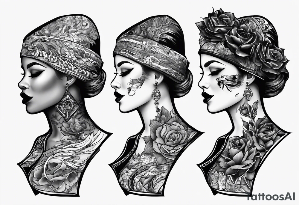 2 black shadows of people standing over 2 dead siloets tattoo idea