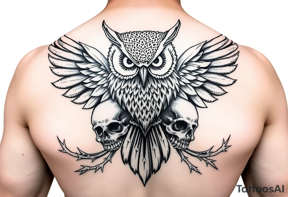 Rose's tribal is not fair owl's skulls and thorns tattoo idea