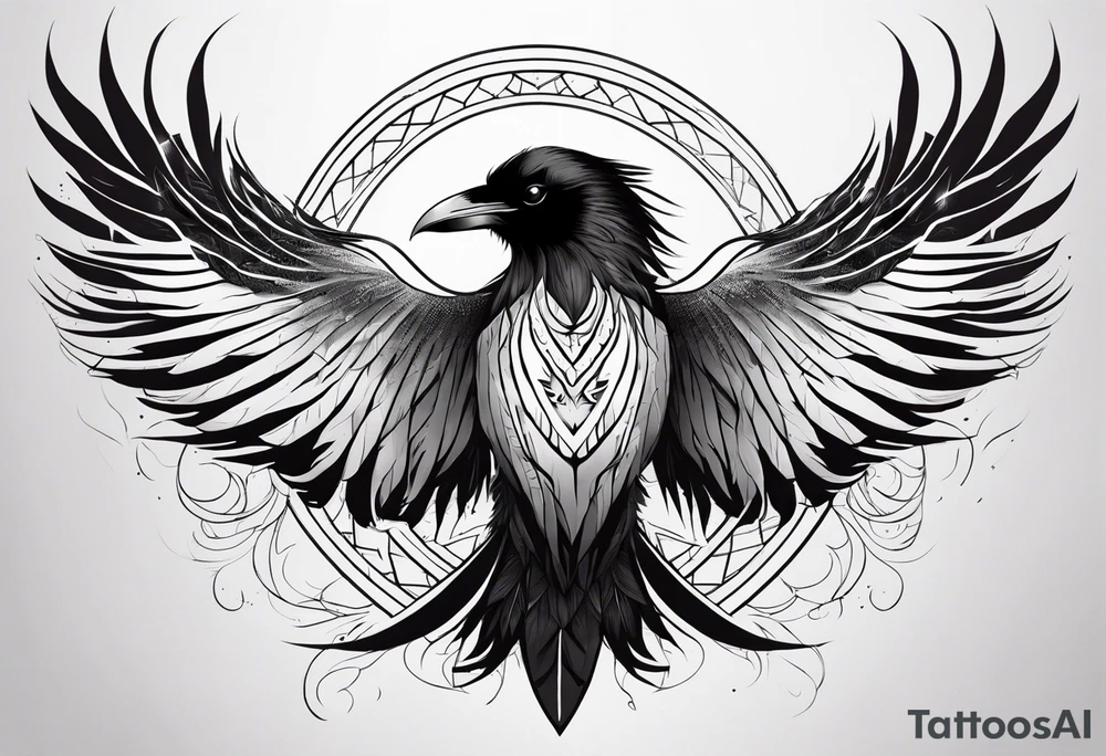 Raven mid transformation into a phoenix tattoo idea