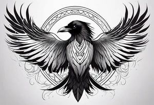 Raven mid transformation into a phoenix tattoo idea