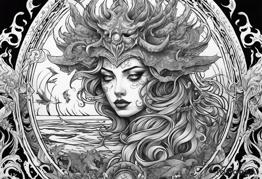 Satan in a sea of souls tattoo idea