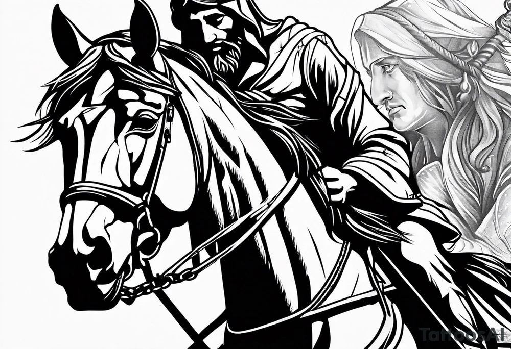 Warrior Jesus on a horse tattoo idea