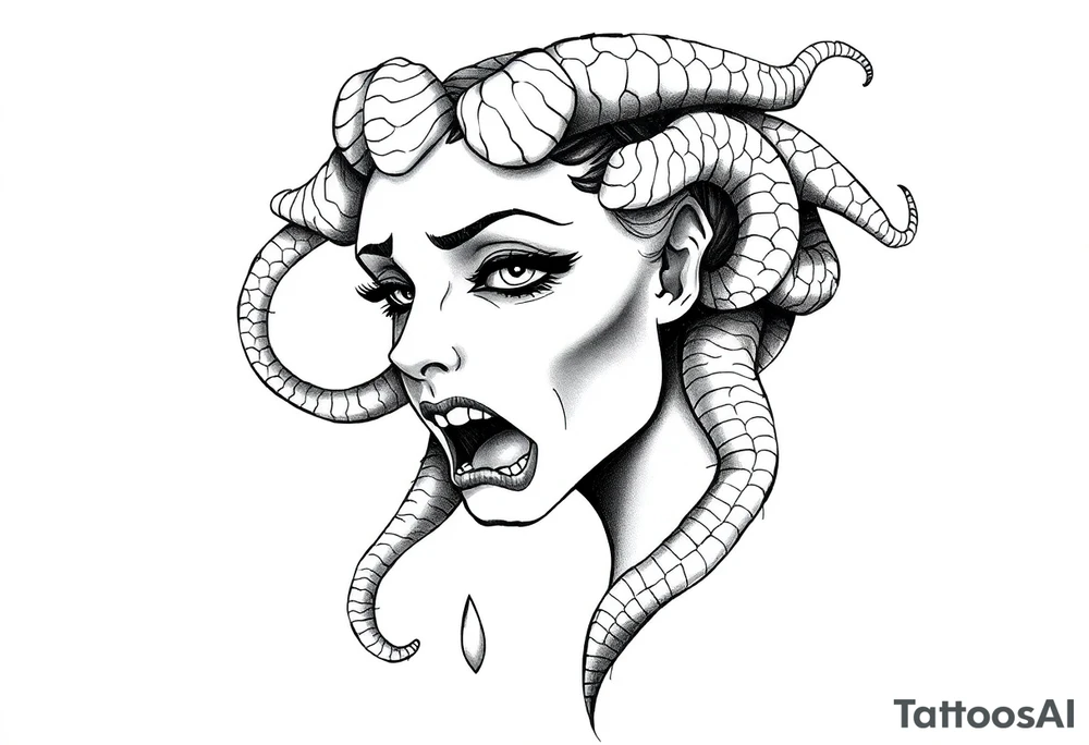 Pretty Medusa crying tattoo idea