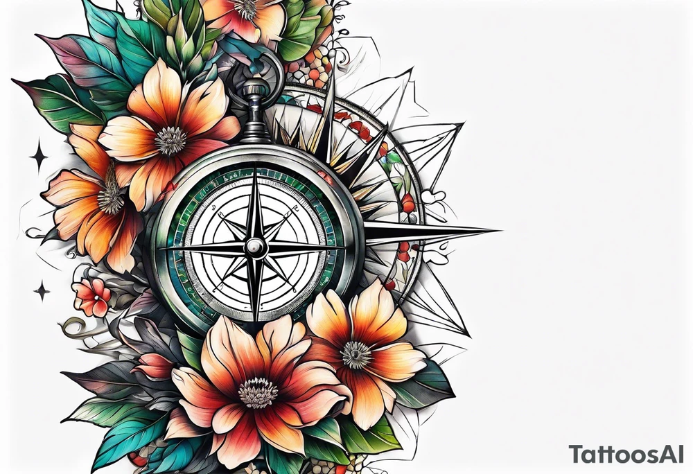 compass side view tattoo idea