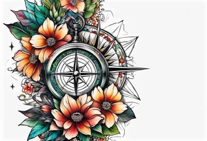compass side view tattoo idea