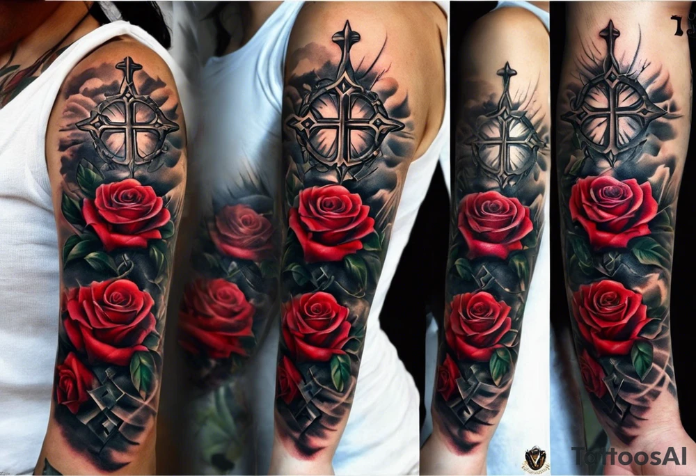 Cross that in the middle of it says “know your worth as well” and under it I would like my dads birthday the 30th of August 1966 and under that a rose and i would like it on my forearm and it must not be too big tattoo idea