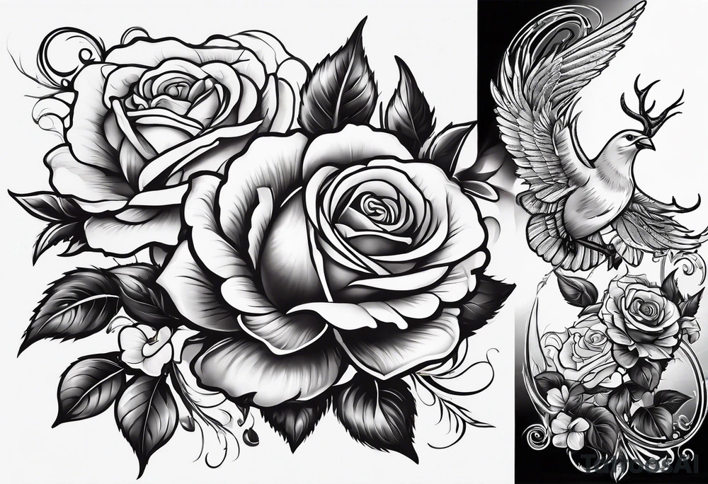 Roses and flowers. With nursing and hunting and cows and bulls and fishing and love and church. tattoo idea