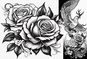 Roses and flowers. With nursing and hunting and cows and bulls and fishing and love and church. tattoo idea