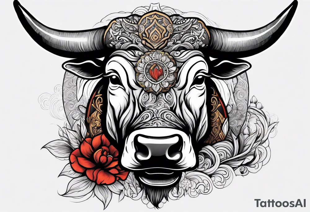 A powerful bull and steam coming out of his notrils tattoo idea