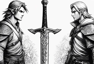 Link pulling the master sword tattoo idea