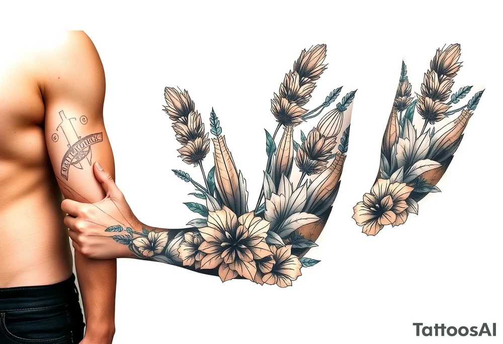 Big plants tattoo idea