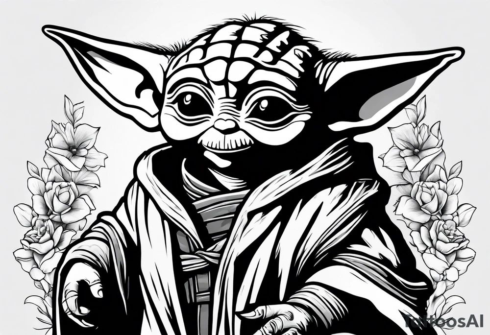 Baby yoda with unicorn tattoo idea