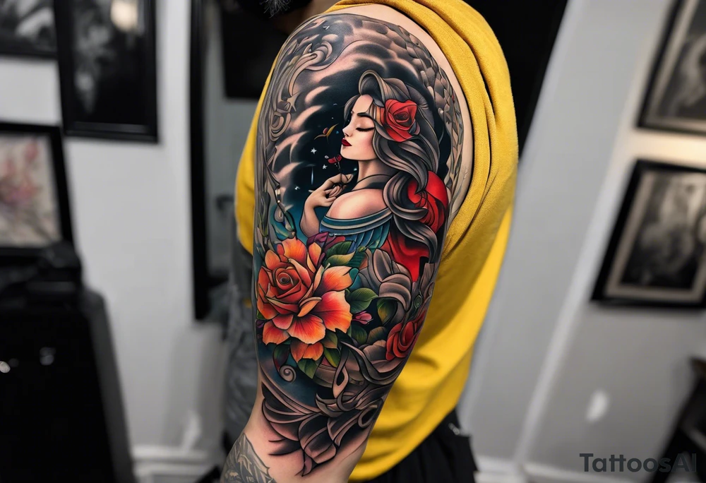 Music inspired tattoo arm sleeve tattoo idea