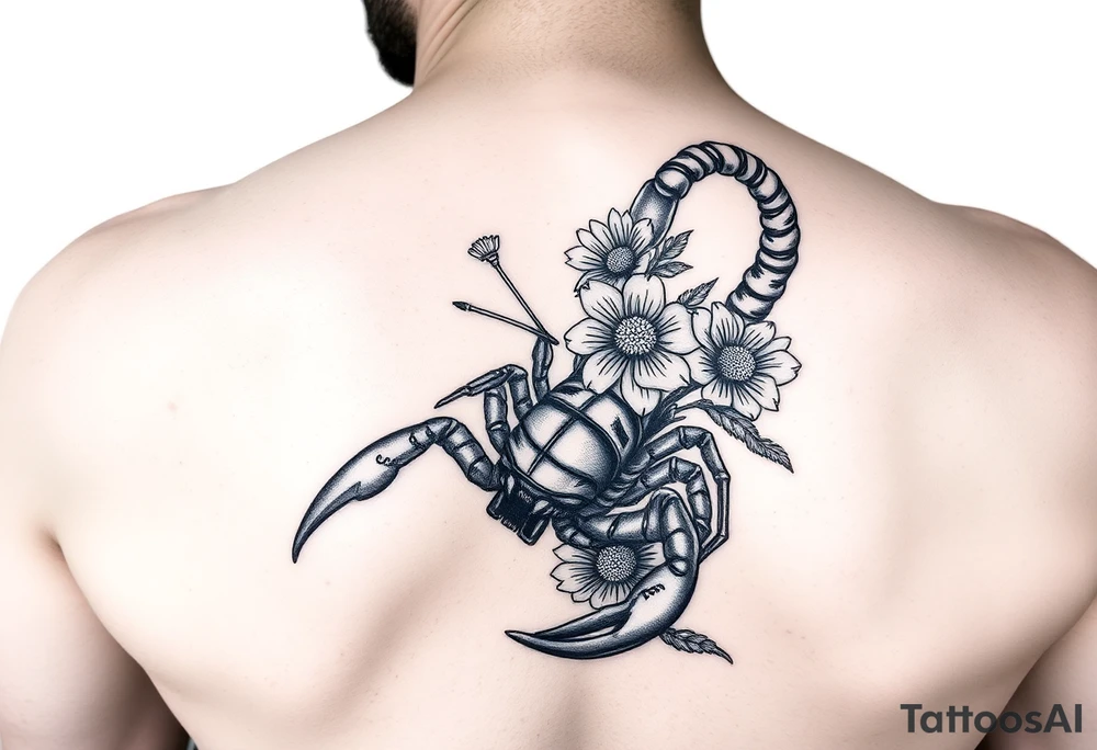 A scorpion with carnations tattoo idea