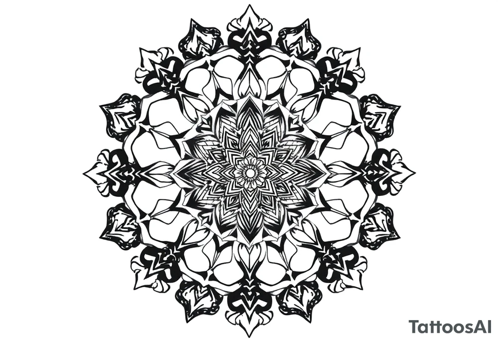 intricate mandala with sacred geometry and cosmic elements tattoo idea