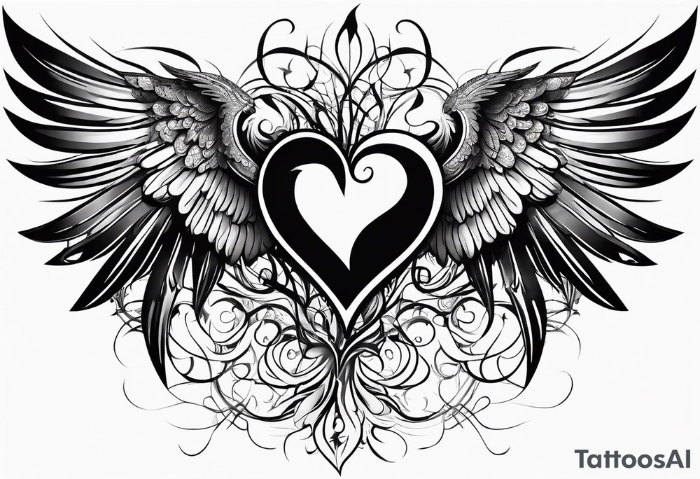 devilish heart angelish wings tattoo idea