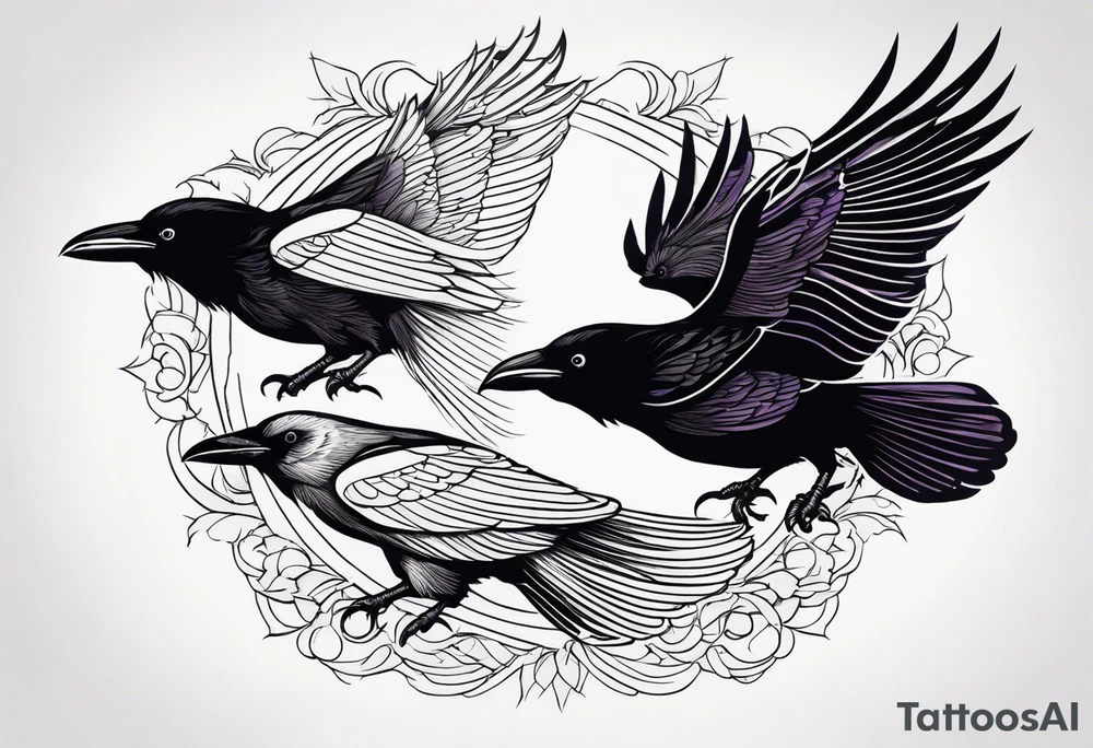 ravens in flight tattoo idea