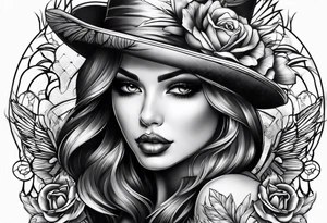 Sexy gangster chick body tattoo idea