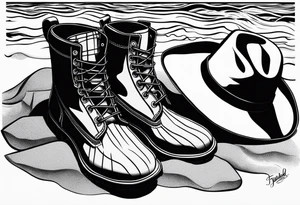 Keep it simple. A pair of timberland boots. two flip flops and a cowboyhat on the Beach. tattoo idea